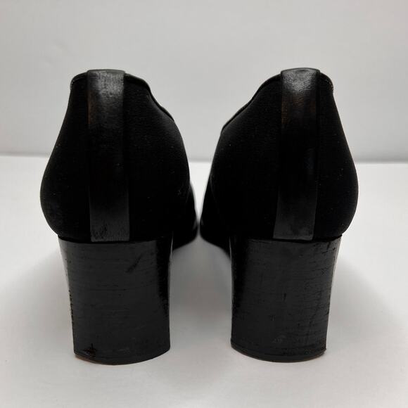 Stuart Weitzman Black Square Toe Fabric Low Heel Pumps Shoes Sz 9 AA - Picture 4 of 10
